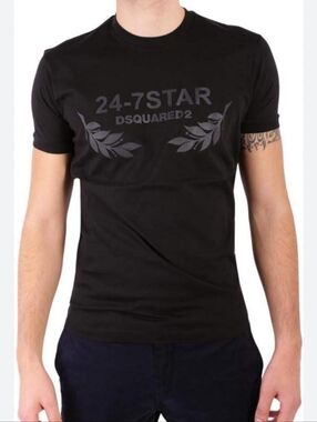 DSQUARED2 Black 24-7STAR Logo Short Sleeve Tee - Size Large Excellent Condition